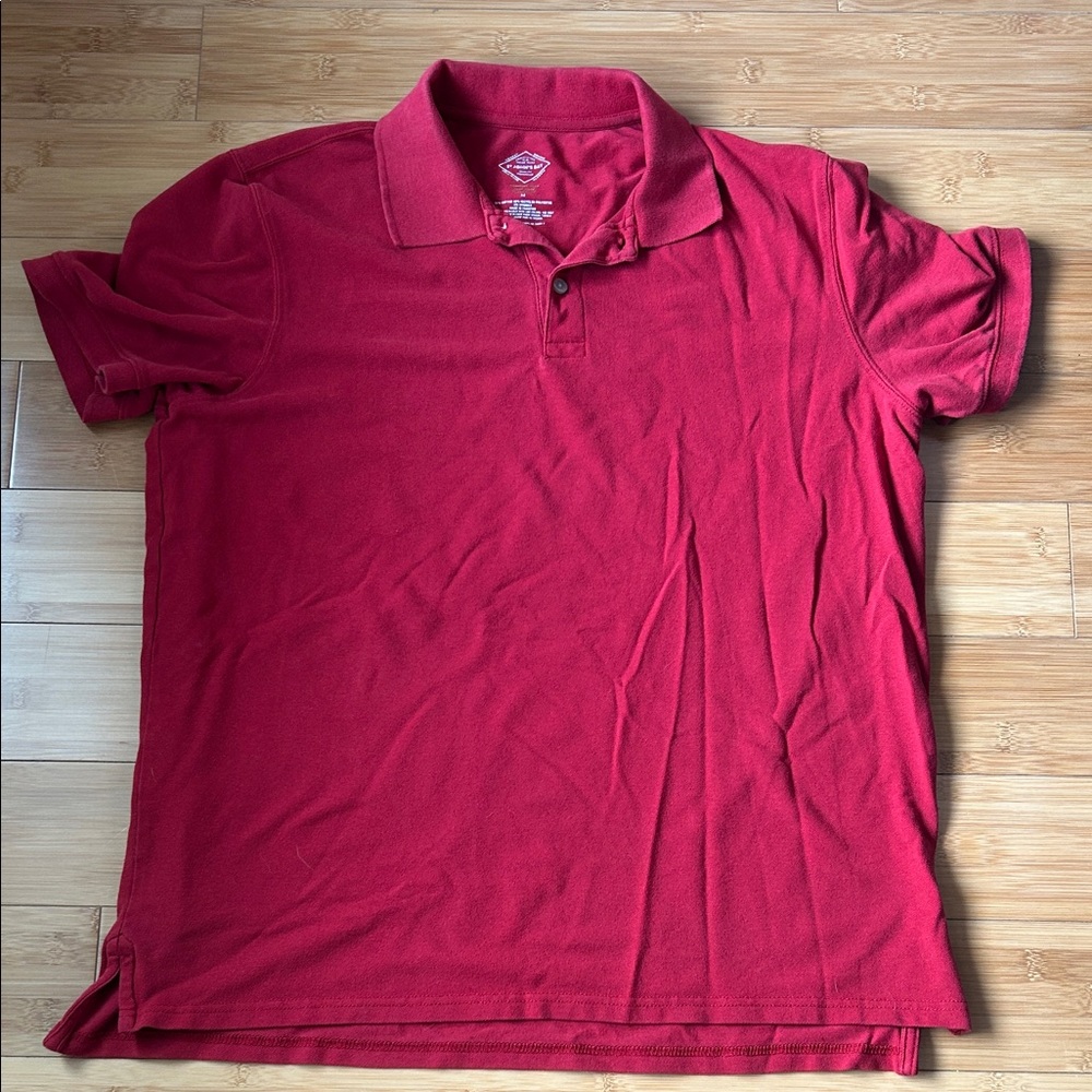 St. John's Bay Vibrant Classic Fit Red Polo Shirt Size Medium